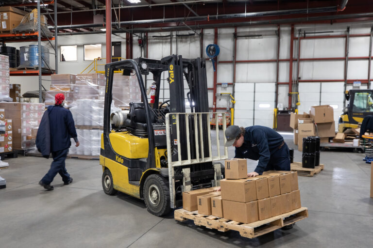 Loading tow motor at APV Loading tow motor at APV