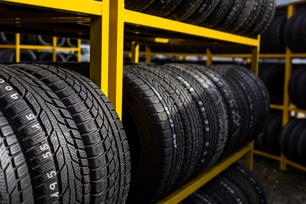 Tires on rack